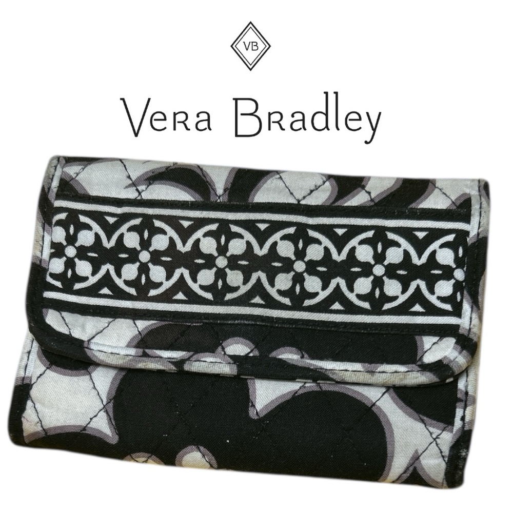 Vera Bradley Night & Day Euro‎ Black and White Tri-Fold Wallet